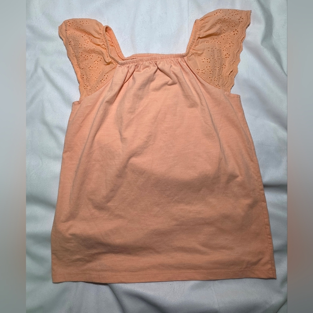 Cat & Jack Eyelet Top with Ruffle Sleeves- Size XL 14